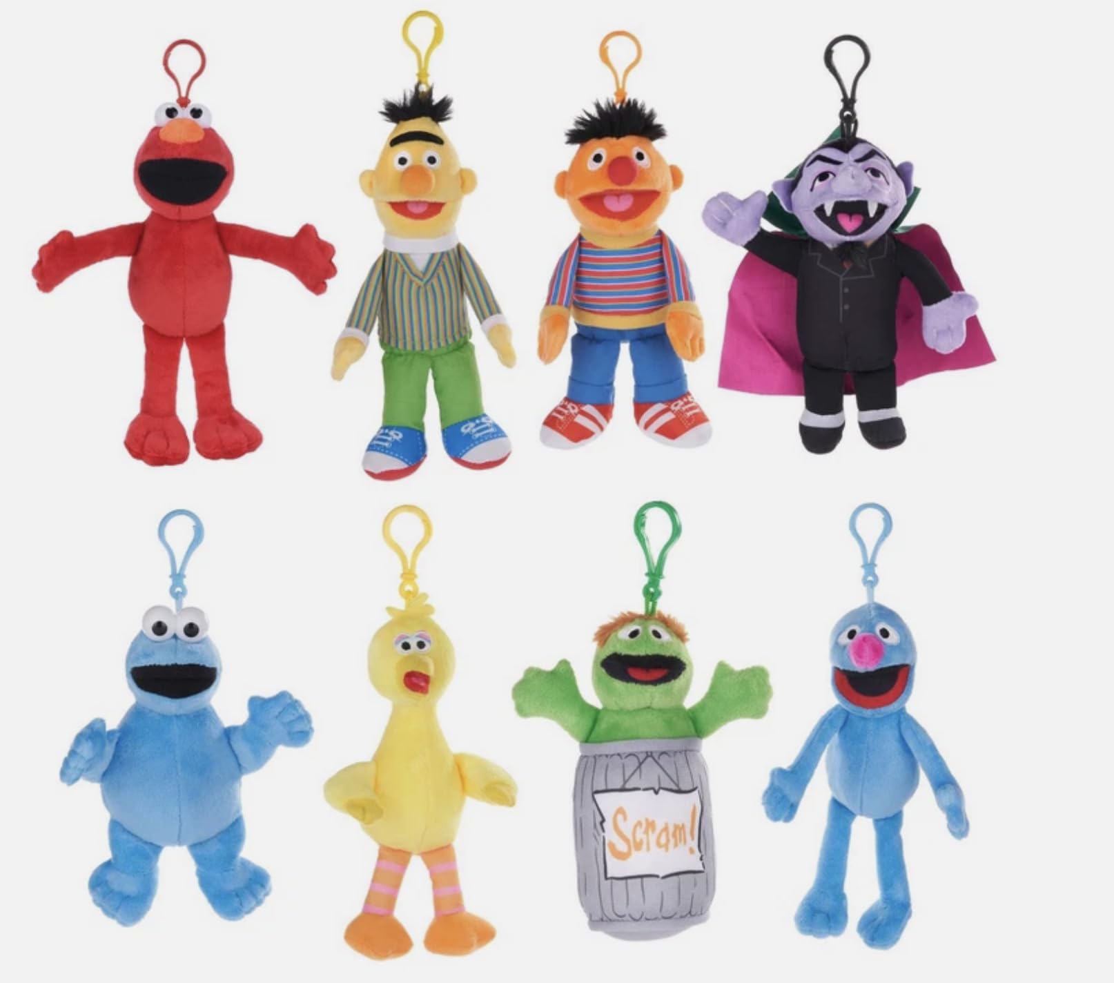Sesame Street Plush Key Pendant Cuddly Toy Plush Bag Clip to Choose From 8 Characters 17-20 cm (from Ernie, Elmo, Big Bird, Cookie Monster, Dracula, Grover, Bert)