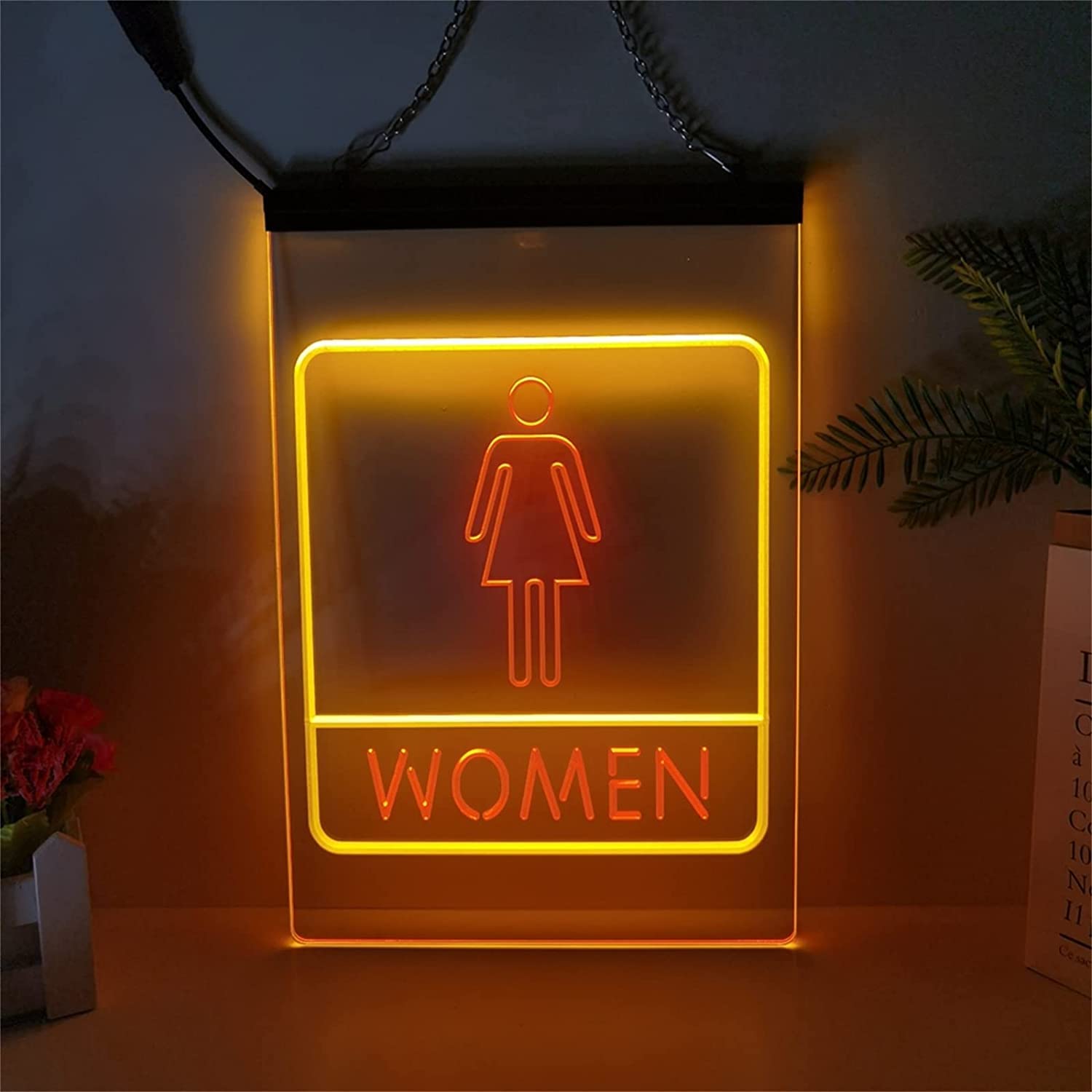 CHISA XLXSW Women Restroom Toilet Neon Lights for Female Room, Wall Decoration Luminous Sign Personalized Bar Shop Party Name Logo