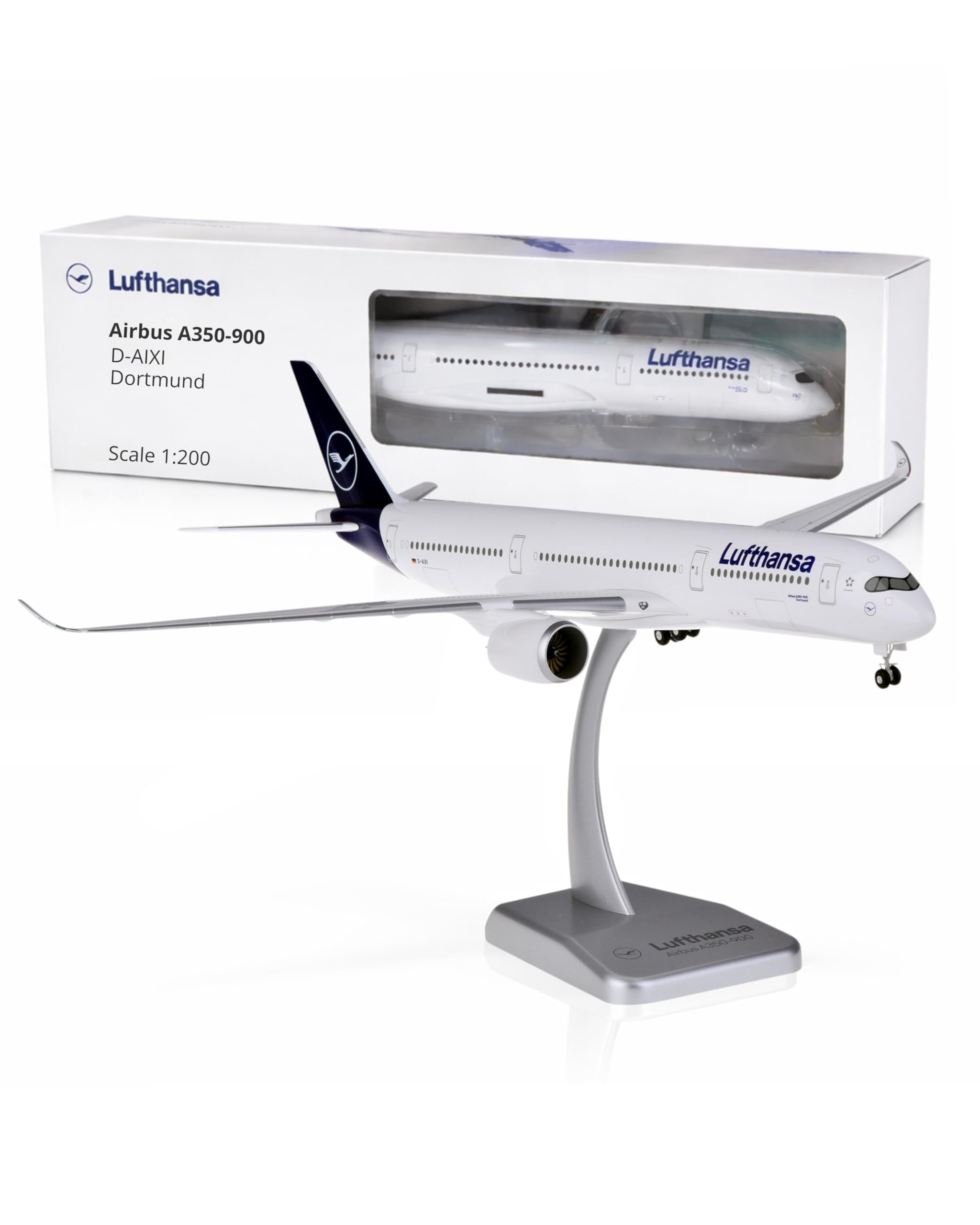 Limox Lufthansa Airbus A350-900 D-AIXI – Modellflugzeug 1:200 I Offiziell Lizenziertes Flugzeugmodell mit Standfuß für Sammler & Luftfahrtfans I Detailgetreue Flugzeug Deko für Vitrine, Büro & Regal