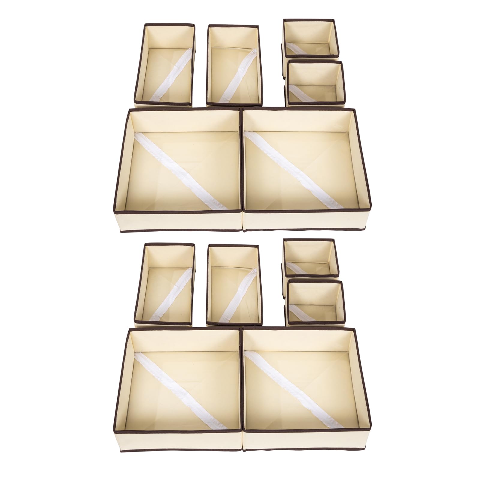 Periea UK Drawer Organiser Divider Pack of 12 Foldable Drawer Organisers (Beige) — image 1
