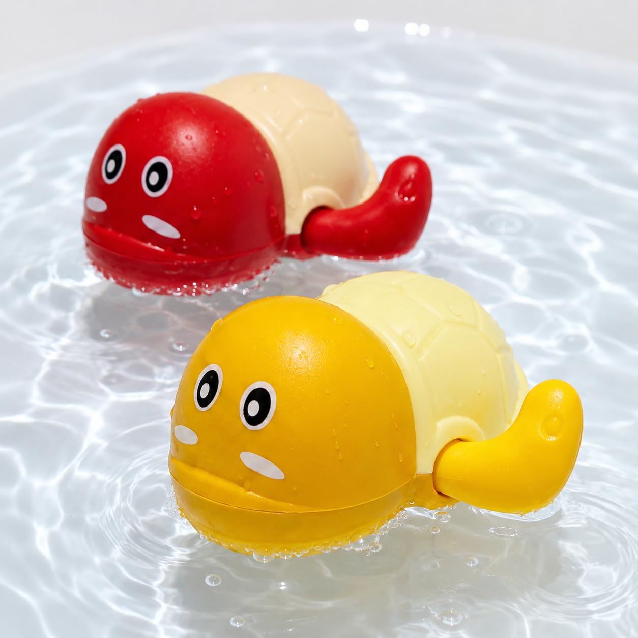 Wind Up Swimming Turtle Bath Toy Pack of 2 for Kids, Floating Clockwork Water Toy, Cute Plastic Bath Toys for Boys & Girls, Swimming Pool & Bathroom Play, Multicolor-image-47