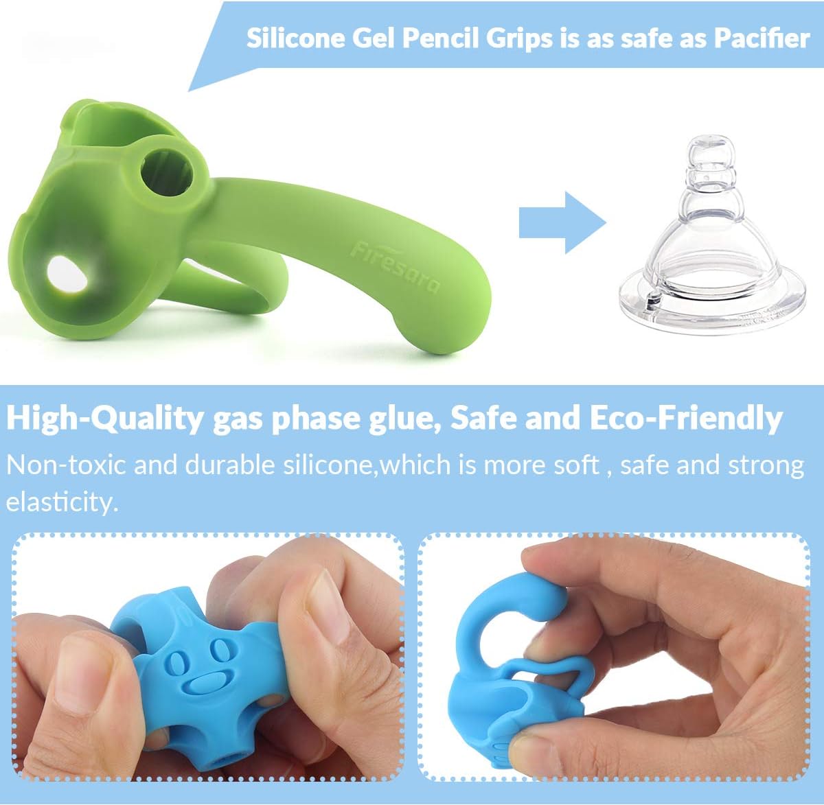 Pencil Grips, Firesara Original Pencil Gripper Puppy Design Posture Correction for Kids Preschoolers Children Adults Special Needs Handwriting Aid for Lefties or Righties (3PCS)