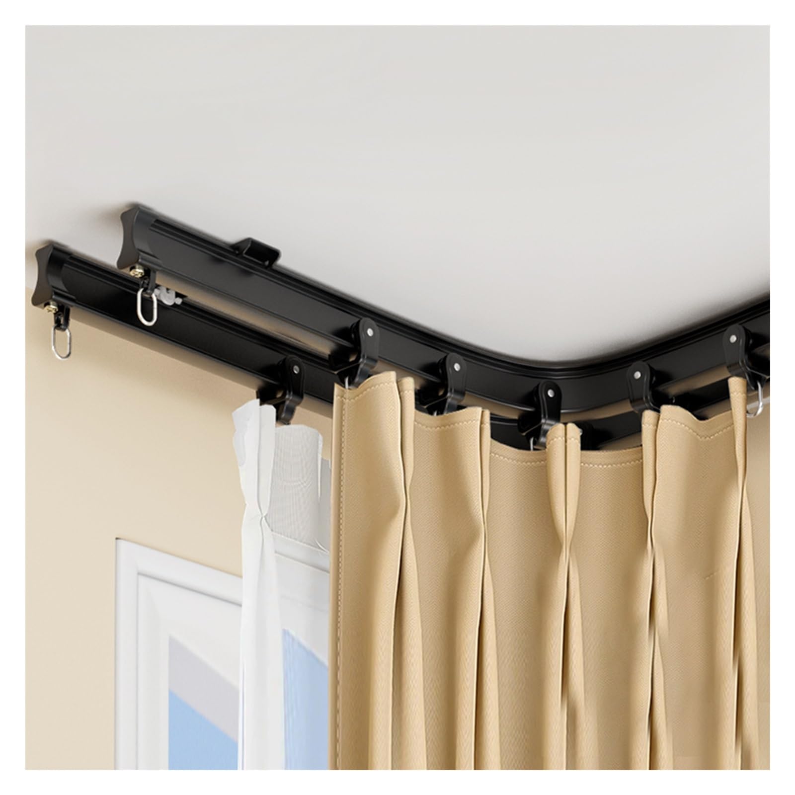 Tringle à rideau flexible réglable pour habiller les fenêtres d'angle et douches