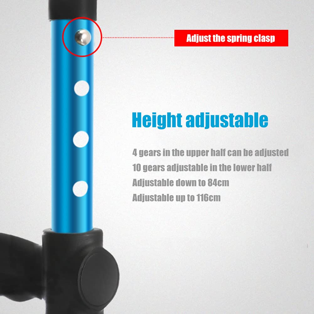 Muleta de antebrazo, muleta plegable portátil para caminar para adultos, muleta de bastón telescópica ajustable para personas mayores discapacitadas, azul