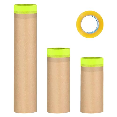 Cinta y cortina, papel de enmascarar pintura, papel de enmascarar, papel de protección de automóvil de 20 x 150 pies, cinta de pintura, papel de