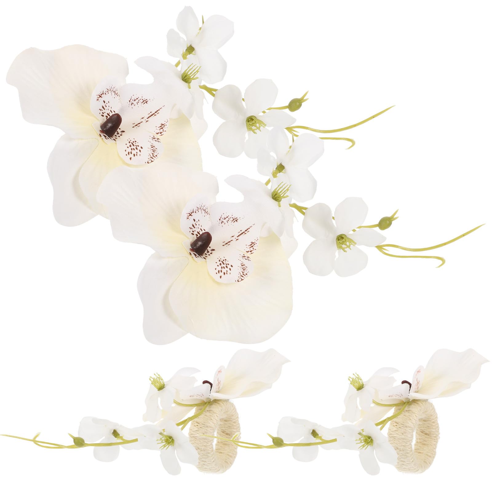Ronds de Serviette Floraux Élégants en Fleur de Soie, Lot de 4