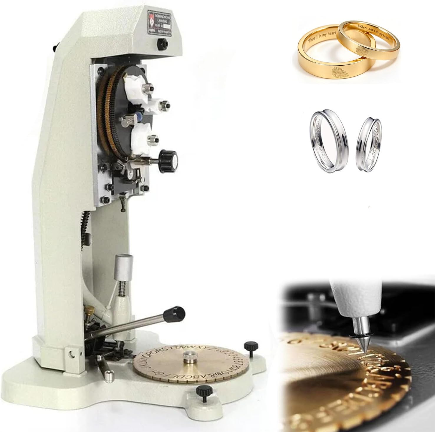 LjlXanthiper Jewelry Ring Engraving Machine,Double Sided Dial Ring Engraver,Inside Ring Engraving Machine,1.5-2.0mm Standard Letter Block Stamper,For Gold,Silver,Copper Rings,Jewelry