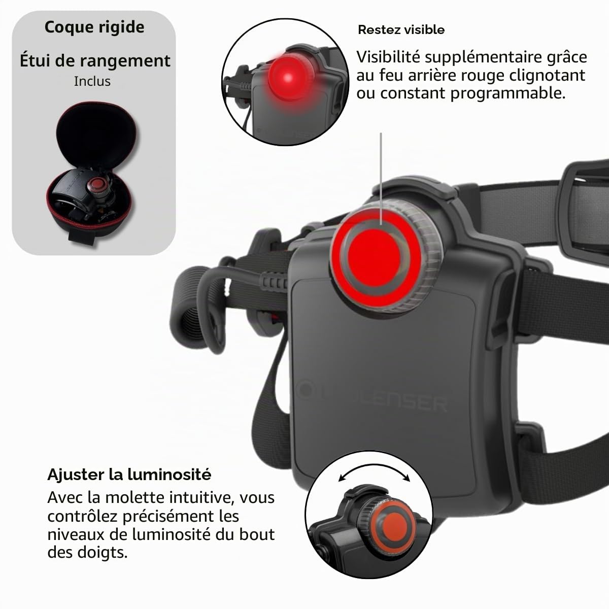 Ledlenser H7 SE Lampe frontale LED, 300lm, Piles AAA, IP54, 30h d'autonomie | Option rechargeable, mise au point réglable, IP54, mode Strobe, étui de ceinture, pour le camping, la randonnée, le travail