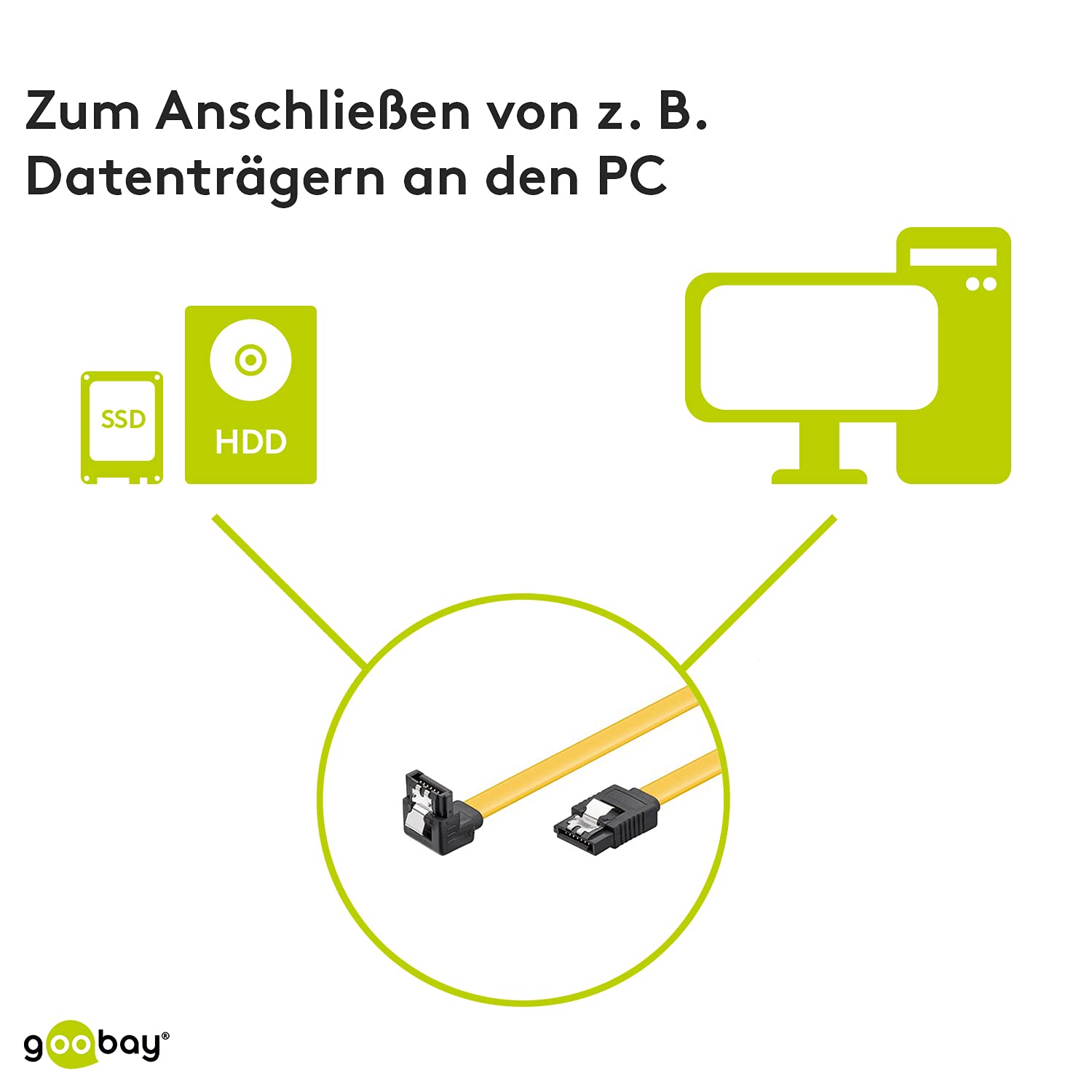 GOOBAY Câble HDD S-ATA 1/3 GbBits Type L-Type Coudé 90° Avec