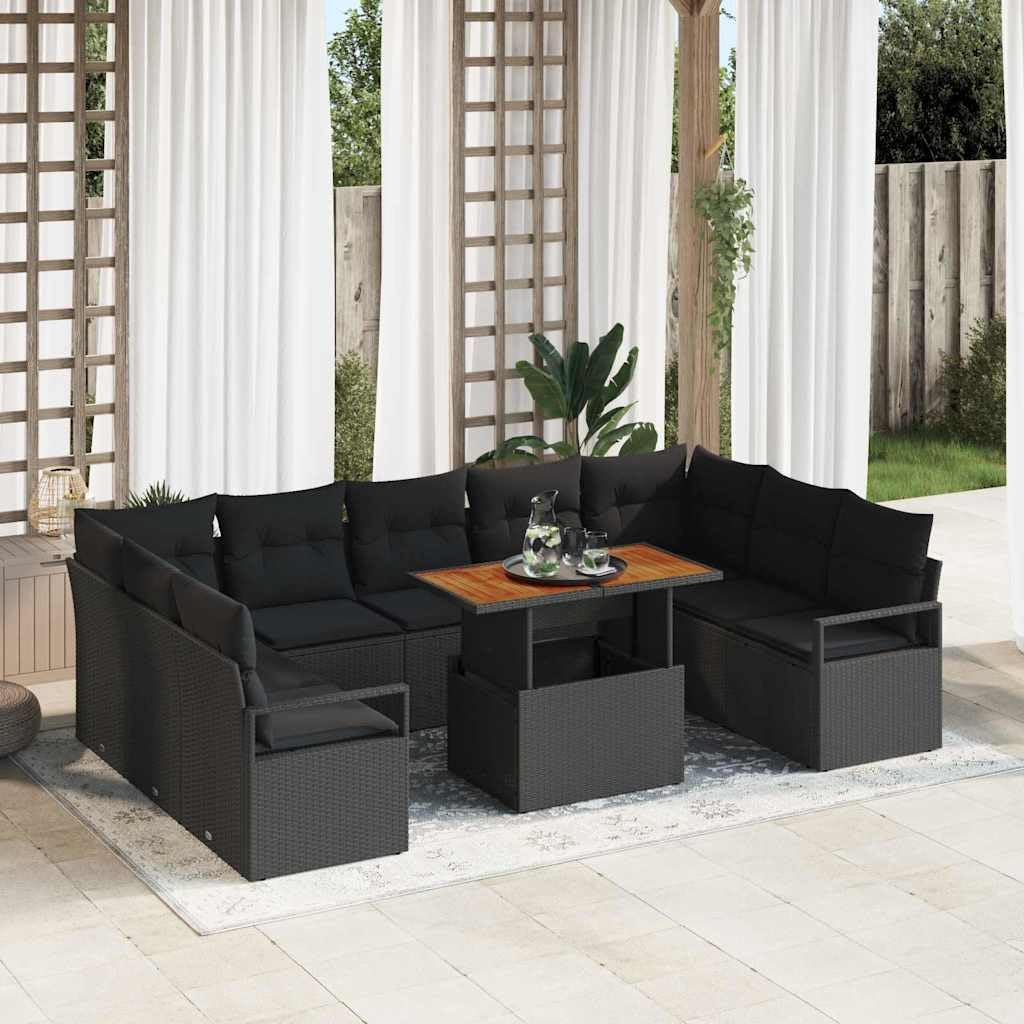 Juego de muebles de jardín de 7 piezas de ratán con espacio de almacenamiento, color beige