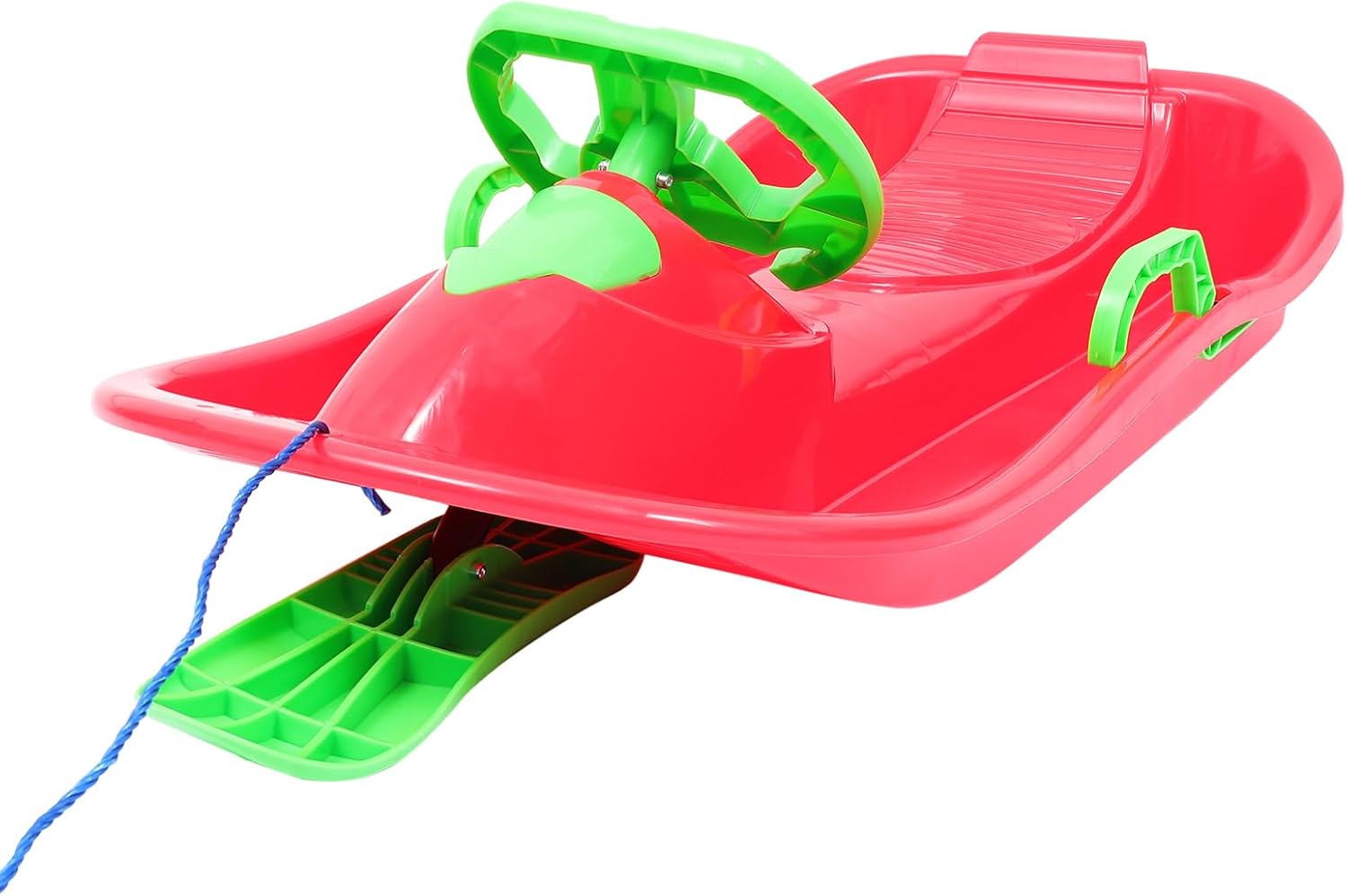 1pc Extra Thick Ski Board with Steering Wheel and Brakes Sled for Boy Girl and Adults for Beach Snowfield and Grassland Activities