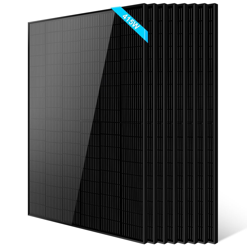 SUNGOLDPOWER 8PCS 415W Solar Panels Monocrystalline UL 61730,Grade A Solar Cell,Waterproof IP68, High Efficiency Solar Panel On/Off Grid for Charging