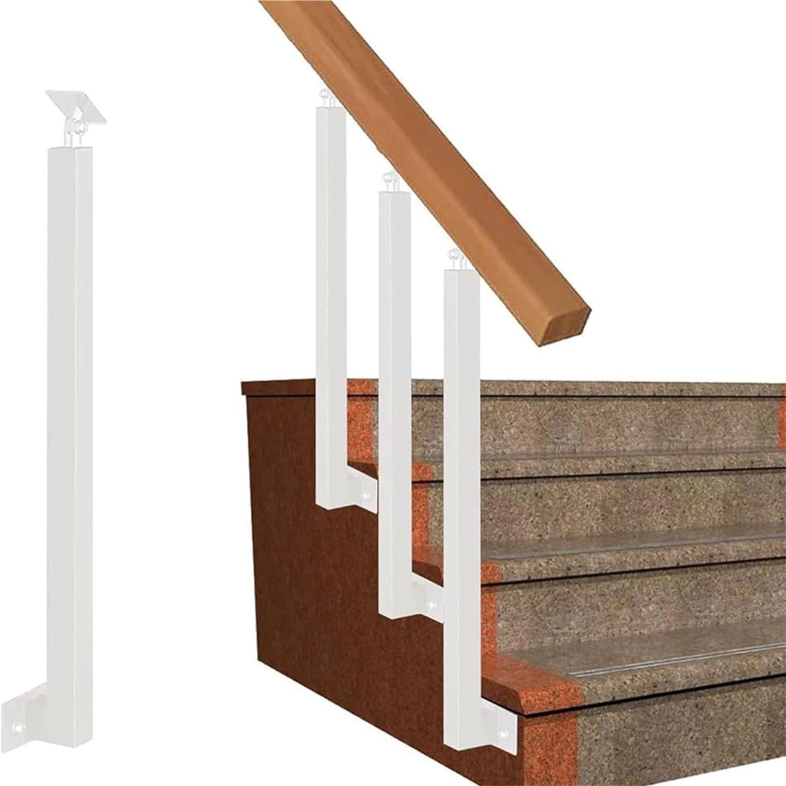 Adjustable Metal Balusters for Floor Mounting, 270° Safety Railing for Stairs, Outdoor il, Durable Porch Guardrails, Secure Deck Railings
