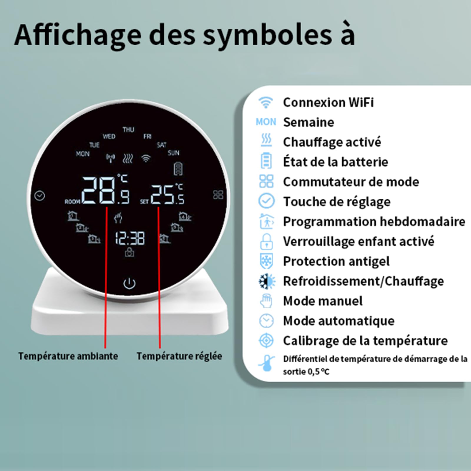Thermostat Connecté pour Chaudière à Gaz/Chauffage à l'eau Au Sol Murale 3A