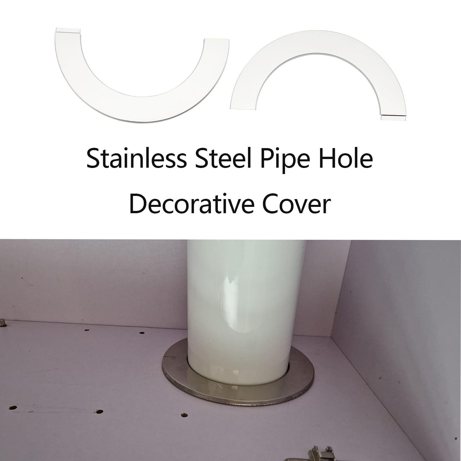 The Lord of the Tools 2 Sets Pipe Hole Decorative Cover 125mm Stainless Steel Pipe Collar Rosette for Exhaust Pipe Heating Pipeline Water Furnace Pipe - Image 2