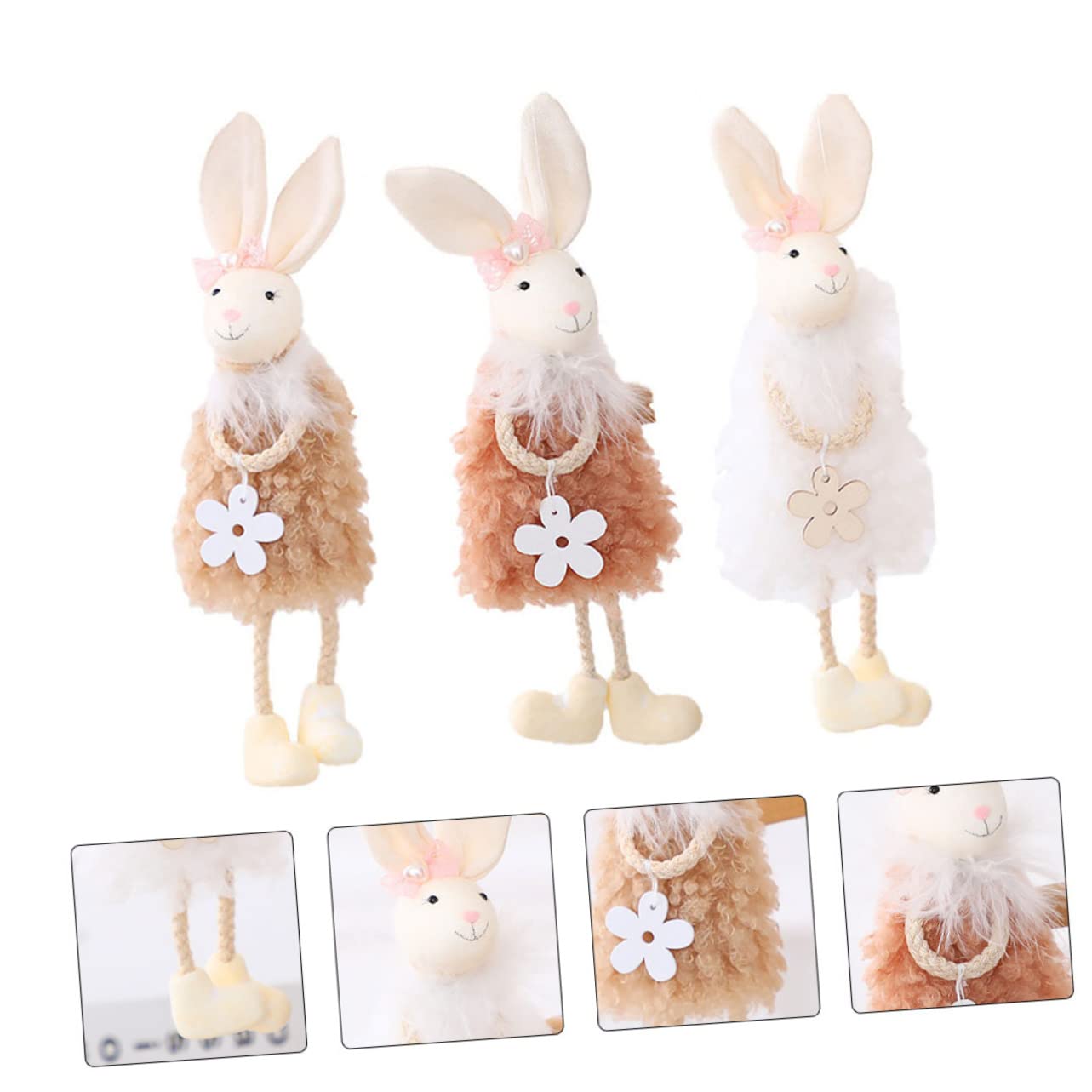 VICASKY Lot de 3 pendentifs en forme de lapin de Pâques - Décoration murale - Cadeaux d'invités pour Pâques - Décoration de lapin pour la porte de Pâques - Accessoires pour cochons d'Inde - Décoration