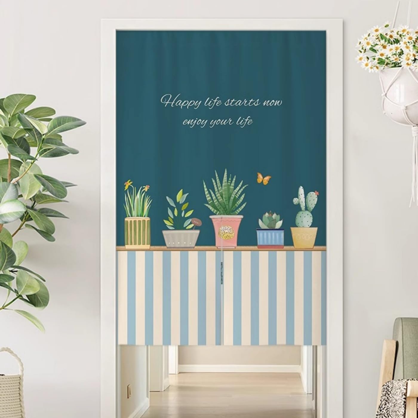 Guest Ruyunlai M12 Green Plants Japanese Noren Doorway Curtain, 80X120cm