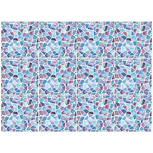 Ktichen Tile Stickers Bathroom, H2MTOOL 12PCS Stone Brick Pattern Peel and Stick Backsplash Tile Decals for Floor Stair Furniture Wall Decor (12, 8" x 8" Colored Stone)
