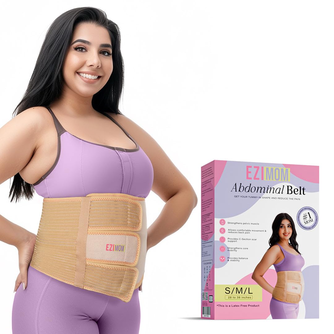 EZI MOM Post Pregnancy Abdominal Belt - Specially designed for Postpartum belly & C-section recovery | Reduces pain & helps to get your tummy back in shape | Slim & Easily hides under clothes-image-24