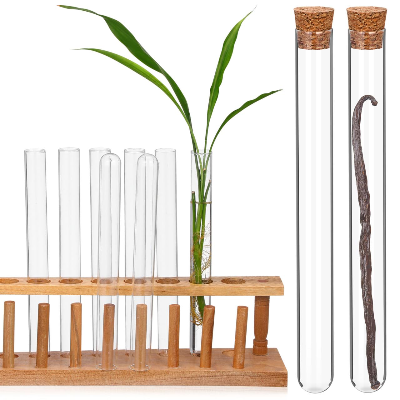 Homoyoyo Tubes à Essai En Verre Transparent - 8 Pièces De 300 Mm - Flacons En Verre Pour Gousses De Vanille Stockage De Bonbons Décoration Et Laboratoire