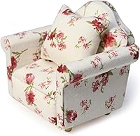 Vista 12 de Sofá de casa de muñecas con almohada, sofá miniatura escala 1:12, sillón, muebles de sala de estar, marco de madera con tela, silla individual