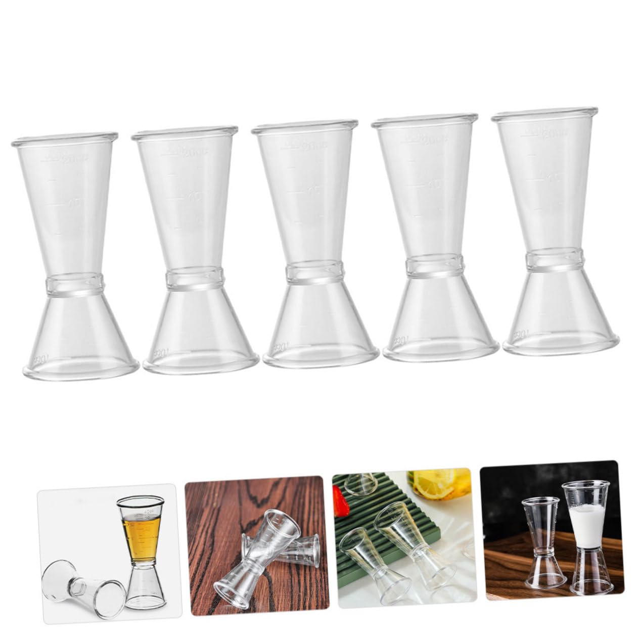 PEPLAYTAL Bar Accessories Plastic Measuring Cup Jigger Set 6pcs Double Jigger for Precise Drink Measurement