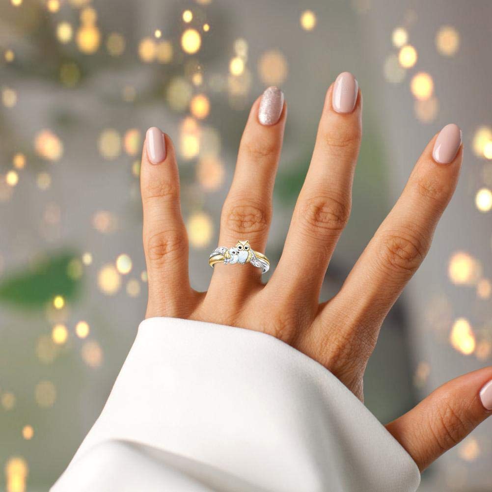 Bague hibou incrustée de diamants pour la fête des mères, pour fille, pour maman