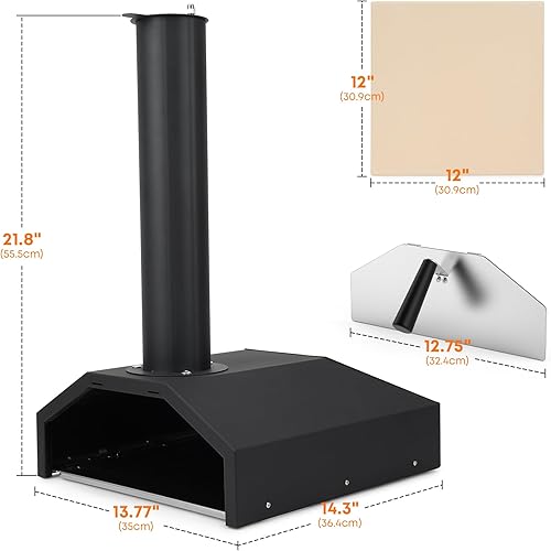 Miniatura 2 de Stanbroil Caja de horno de pizza al aire libre de 14 pulgadas para estufa de leña, máquina de pizza de leña con piedra para pizza para parrillaestufa