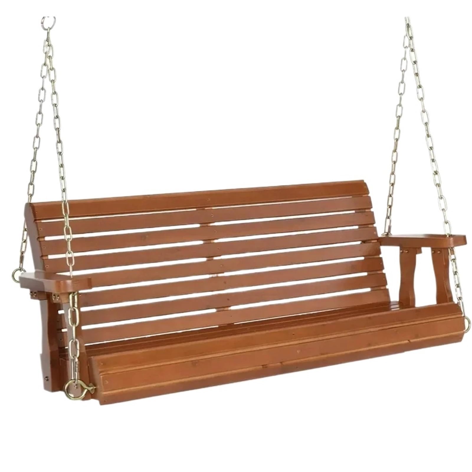 Wooden Swing Bench Patio Wooden Porch Swing For Courtyard & Garden, Heavy Duty 880 LBS Chair Bench With Hanging Chains(Size E)