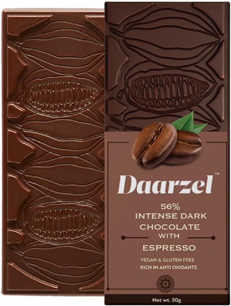 Ambriona Daarzel Zero Sugar Protein Dark Chocolate with Crunchy Millets, Quinoa & Hazelnuts | 11g Protein | Vegan, Gluten Free | Added Fiber | Sweetened with Allulose | 50g