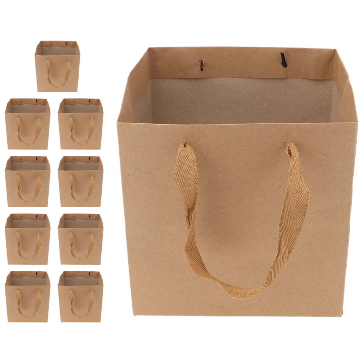 Homoyoyo Sacchetti di Carta Quadrati Kraft 10 Pezzi 25X25X25 CM Manici per Torte e Cibo da Asporto per Eventi e Feste