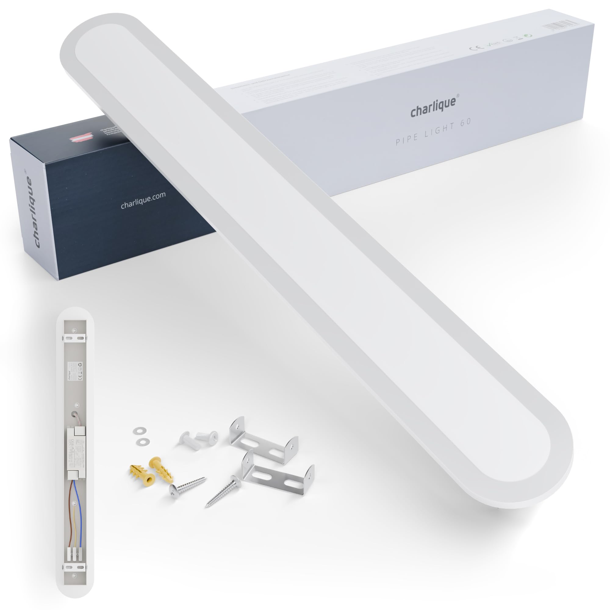 Aplique de pared LED para interiores - Pipe Light 60 cm, blanco, lámpara de pared delgada, lámpara de espejo para baño, iluminación de pared universal para baño, dormitorio, salón …