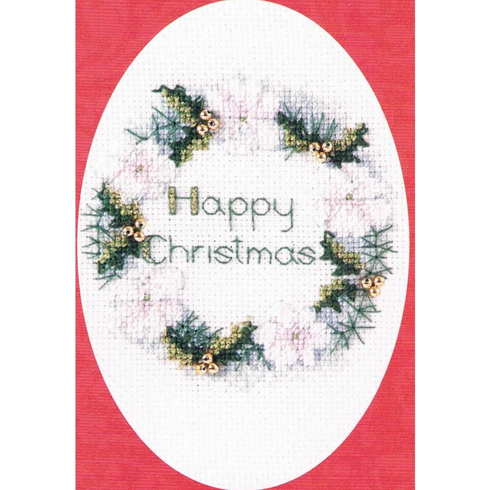 Bothy Threads Greeting Card Cross Stitch Kit Golden Wreaths 9x13.3cm DWCDX47 Counted Pattern
