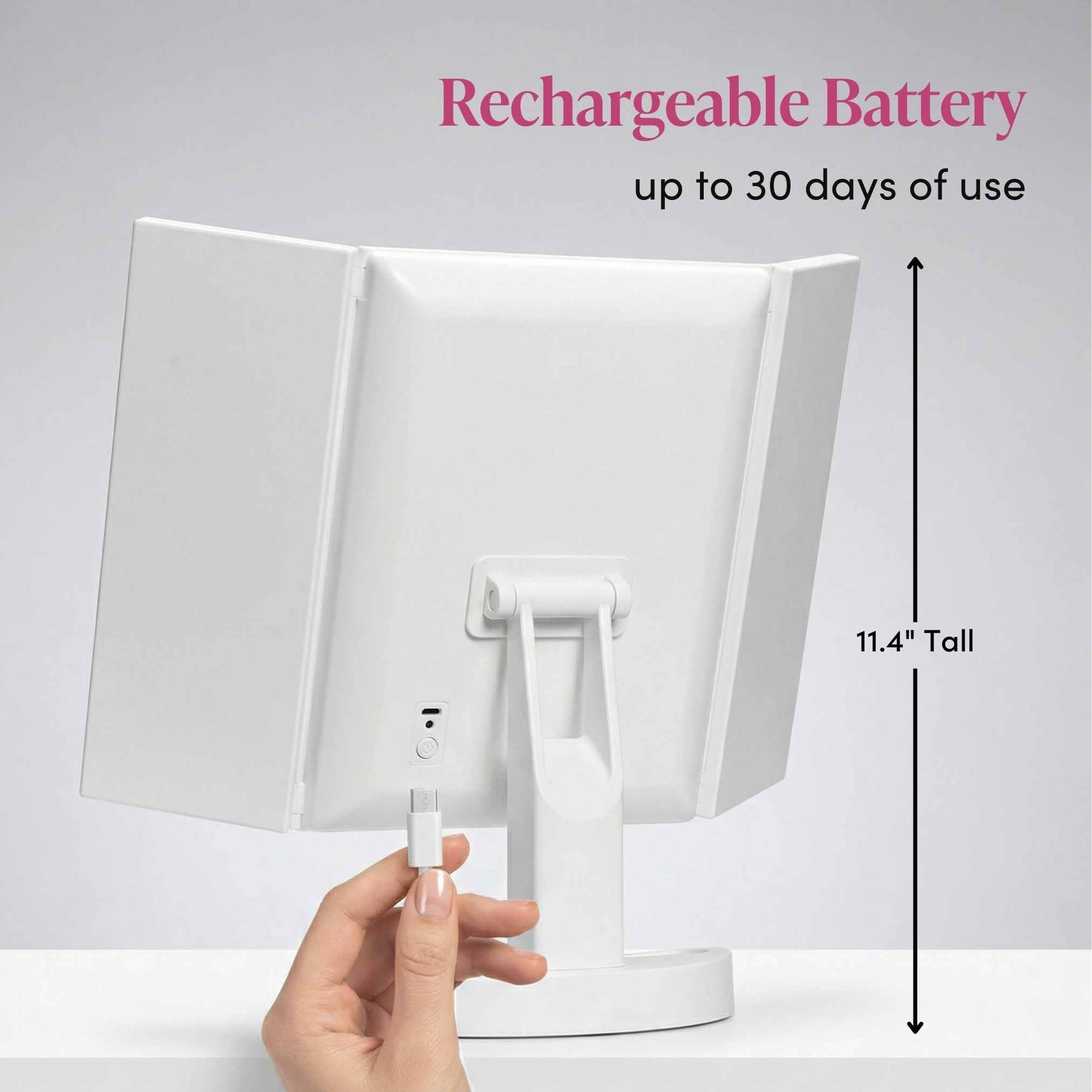 Fancii Miroir Maquillage Lumineux LED Rechargeable avec Grossissant 10x /5X et 3 Réglages D’éclairage - Miroirs de Table - 60 Lumières Naturelles, Écran Tactile, Support Cosmétique, Tria 2