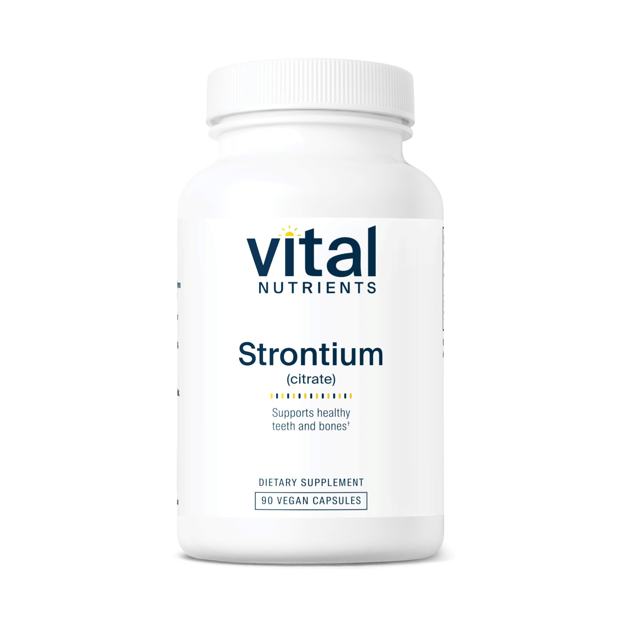 Vital Nutrients Strontium Citrate | Vegan Bone Strength Supplements | 227mg Strontium Citrate for Bone Health and Healthy Teeth | Gluten, Dairy, Soy Free | Non-GMO | 90 Capsules