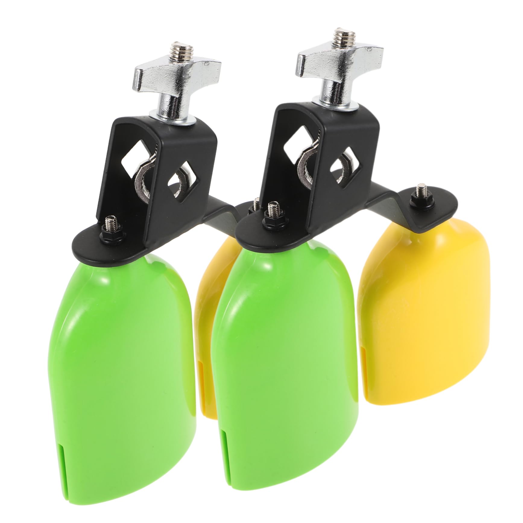 Yardwe Design Craft Bells Plastic Wood Fish Shape Cowbell for Drum Set Percussion Accessories Mount