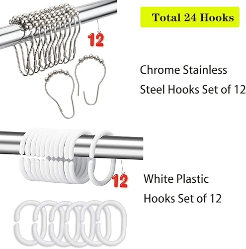 Miniatura 4 de HOMAEUPIN Juego de cortinas de ducha de mármol dorado y rosa, tela de poliéster resistente al agua, juego de decoración de baño, 24 ganchos de acero