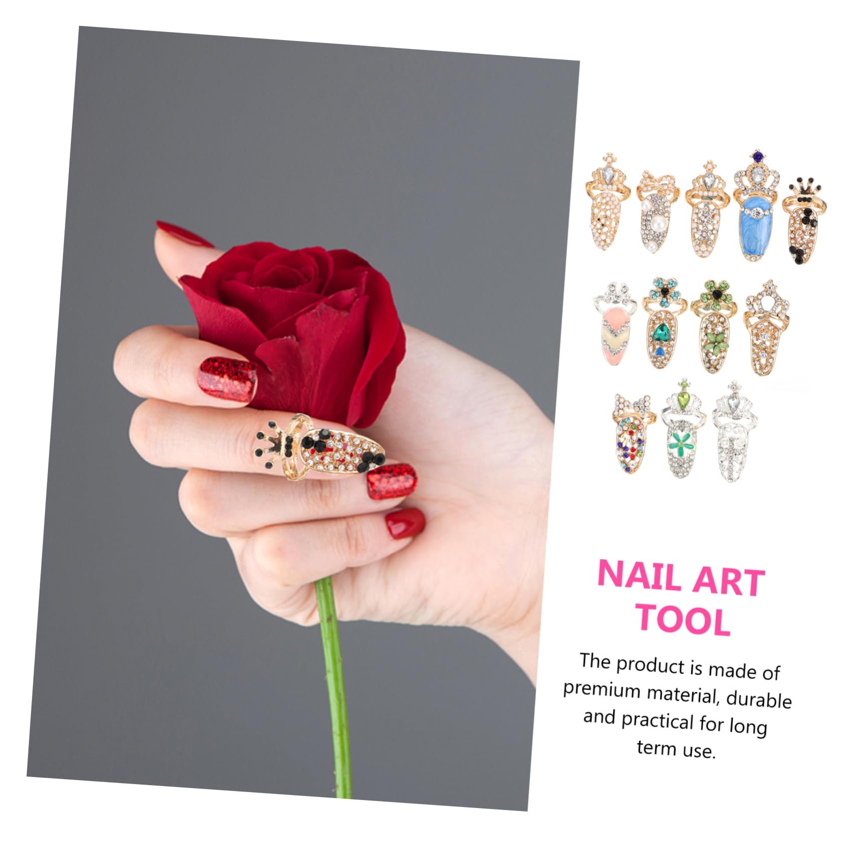 Mikinona Pz anello per unghie ordinare mini anelli per unghie mancia anelli pieni delle dita strass decorazioni unghie decorazioni per unghie Anello creativo gioielli per manicure lega