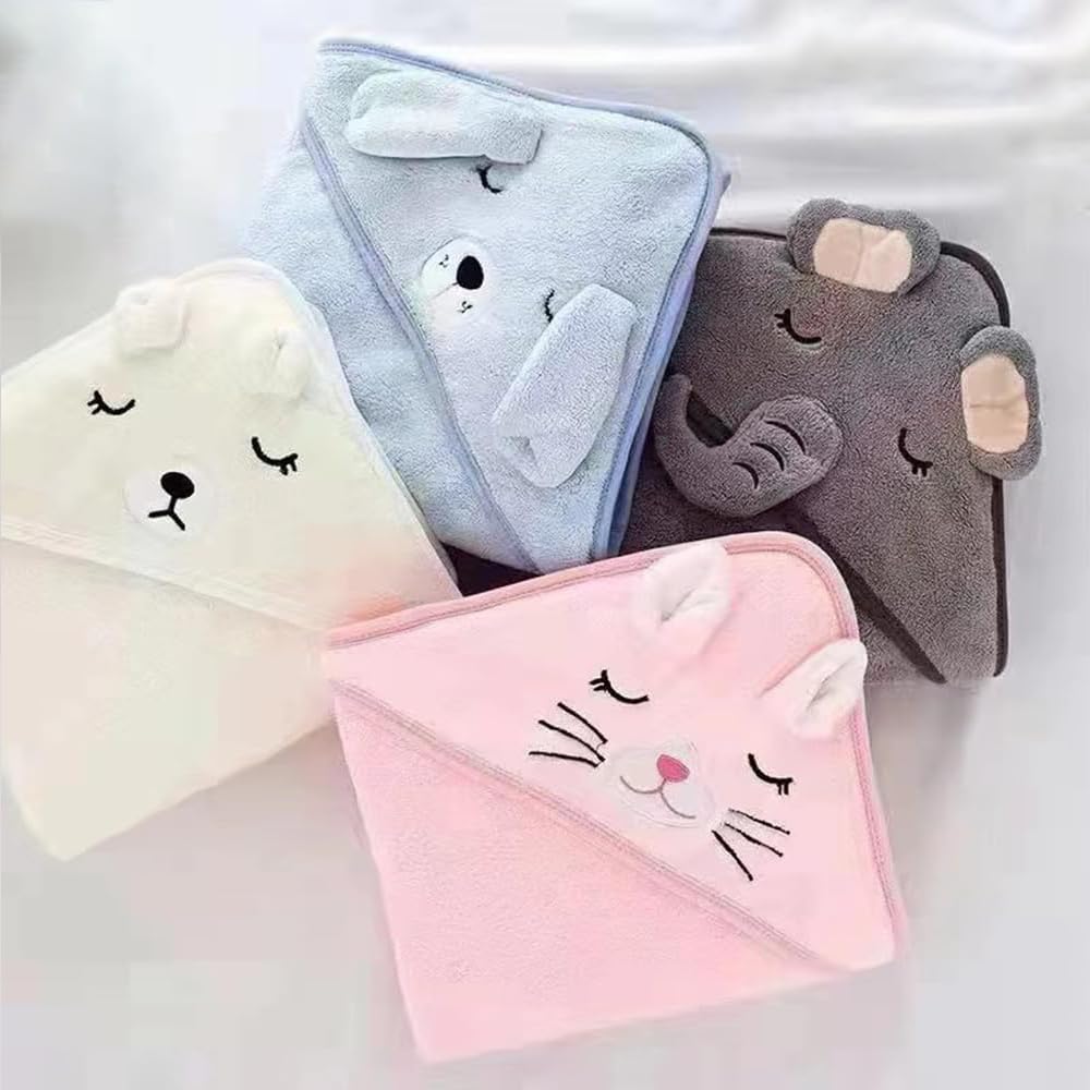 3PCS Capa de Baño con Capucha para Bebé, Toalla con Capucha para Bebé,80 x 80cm Fibra Orgánica de Bambú, Extra Suave Absorbente, Transpirable Toalla de Bebé para Niños, Nacimiento 0-3 Años