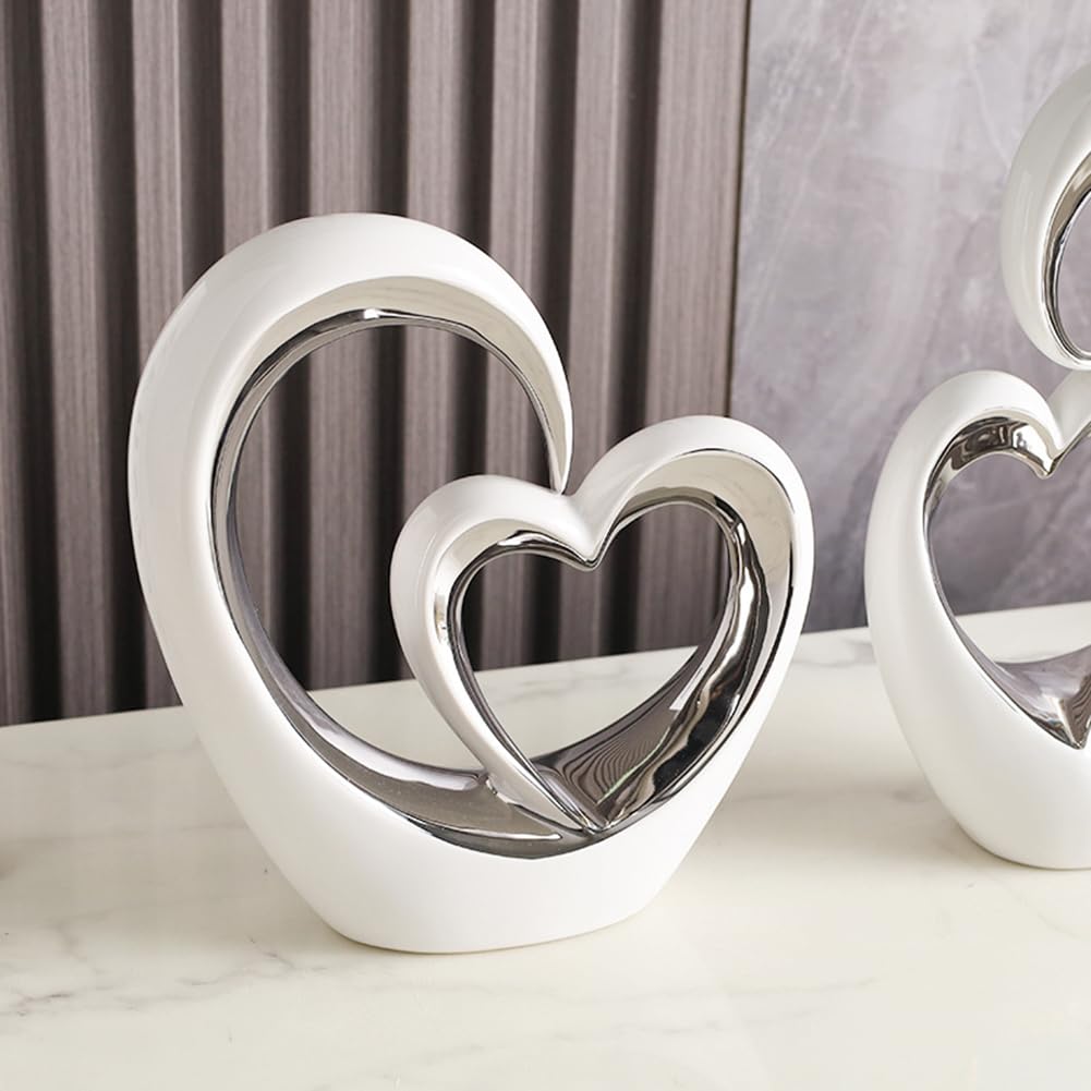JXCBXJ Heart ceramic statue,Home Decoration Art Statue,Modern Abstract Art Ceramic Statue,for Dining Room Living Room Office Tv Stand Centerpiece - Image 3