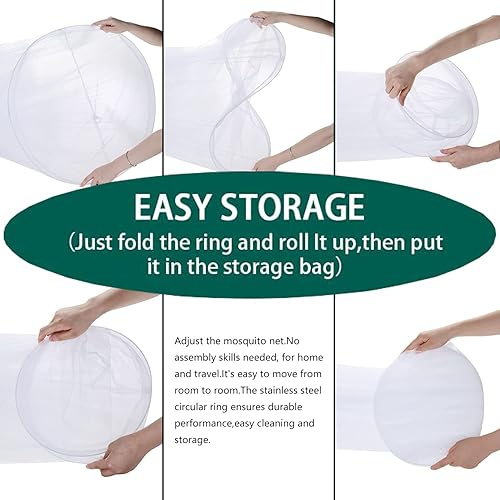 Miniatura 4 de Toldo de cama con mosquitera para niñas, cortinas de cama King con dosel tamaño matrimonial y queen desde el techo, tienda de campaña de mosquitero