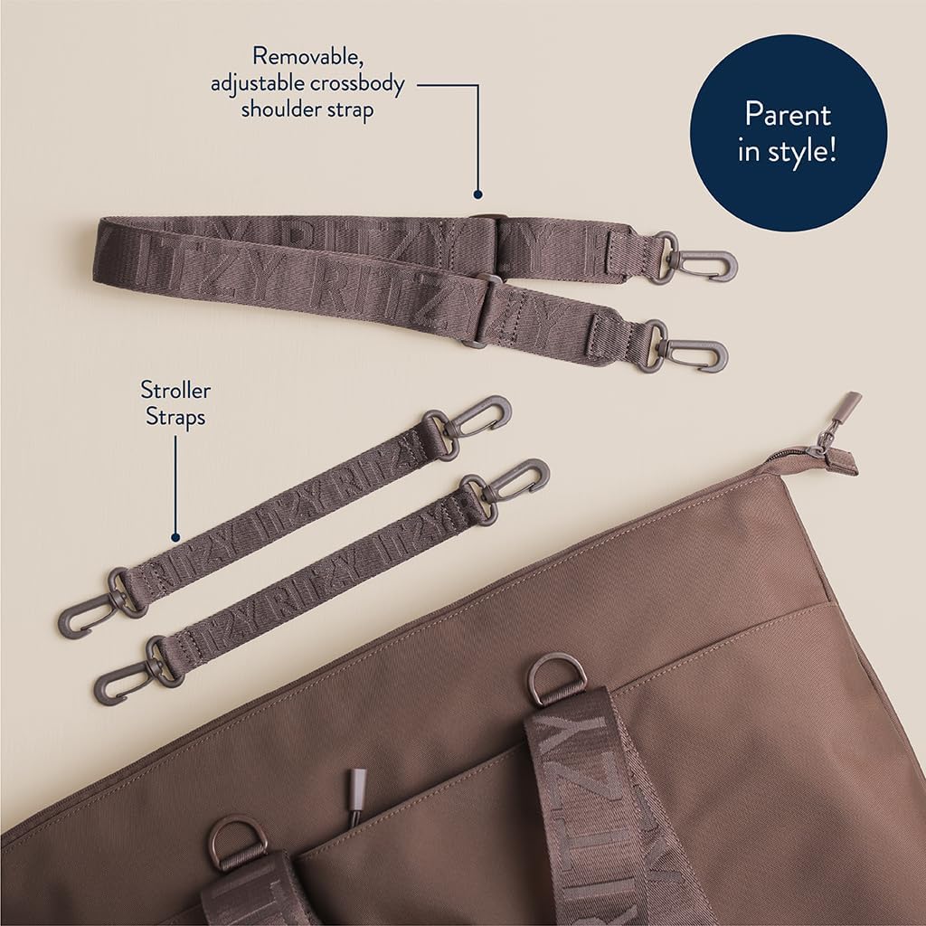 Itzy Ritzy Diaper Bag Tote – Lightweight Weekender with 10 Pockets, Removable Strap, Stroller & Trolley Use