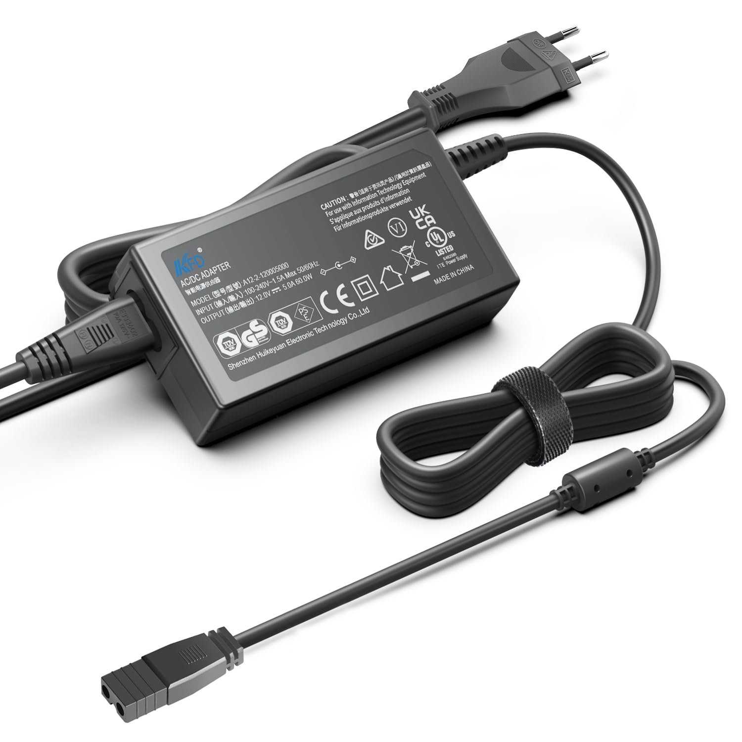 KFD Fuente de alimentación 12 V 5 A cable de repuesto para nevera termoeléctrica Dometic TC 14 TC 21FL TC 35, Waeco MF 05, Mobicool MB32 Mini nevera 12 V 2 pines cable de conexión AC adaptador de