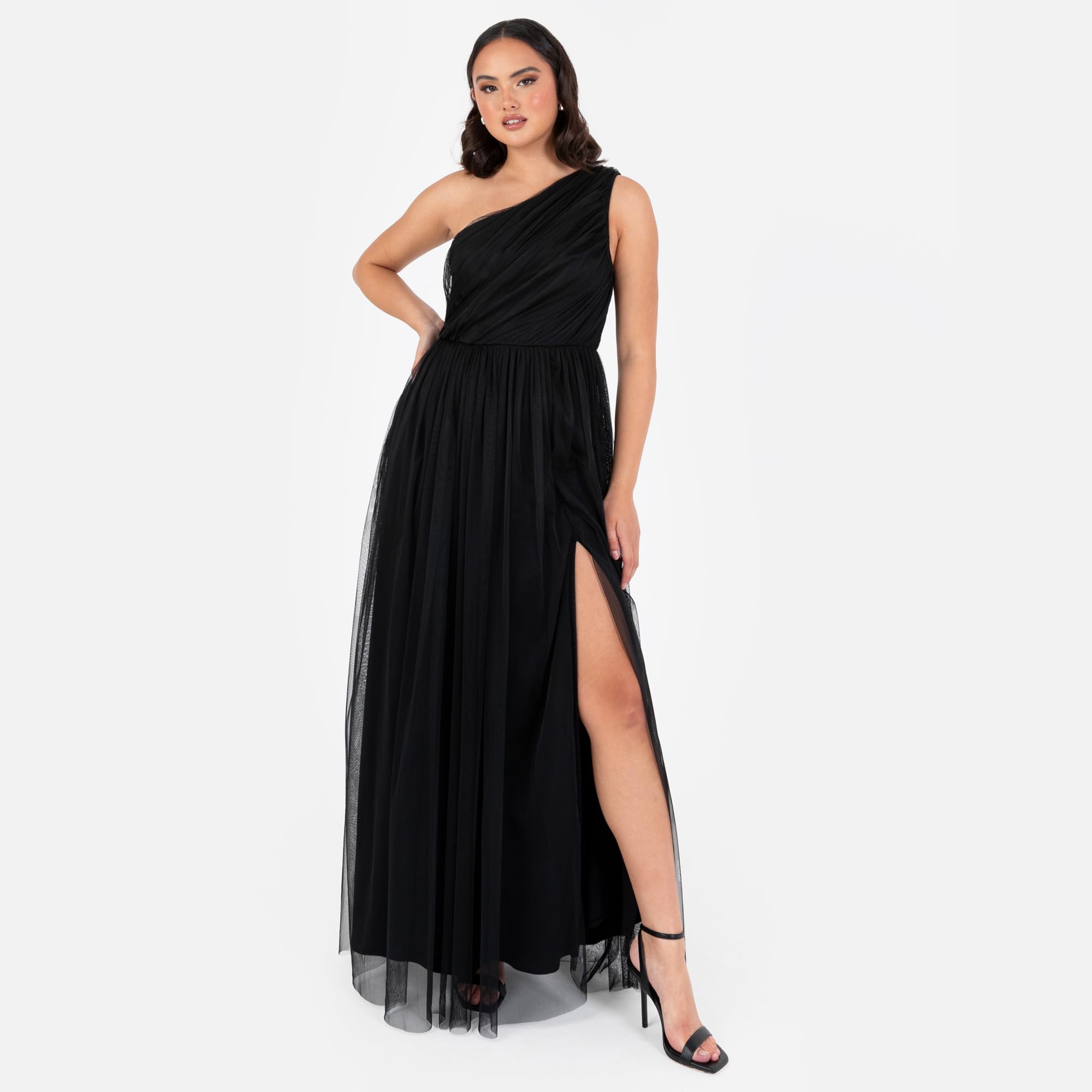 Anaya with Love Women's Ladies Maxi One Cold Shoulder Dress with Slit Split Sleeveless Prom Wedding Guest Bridesmaid Ball Evening Gown