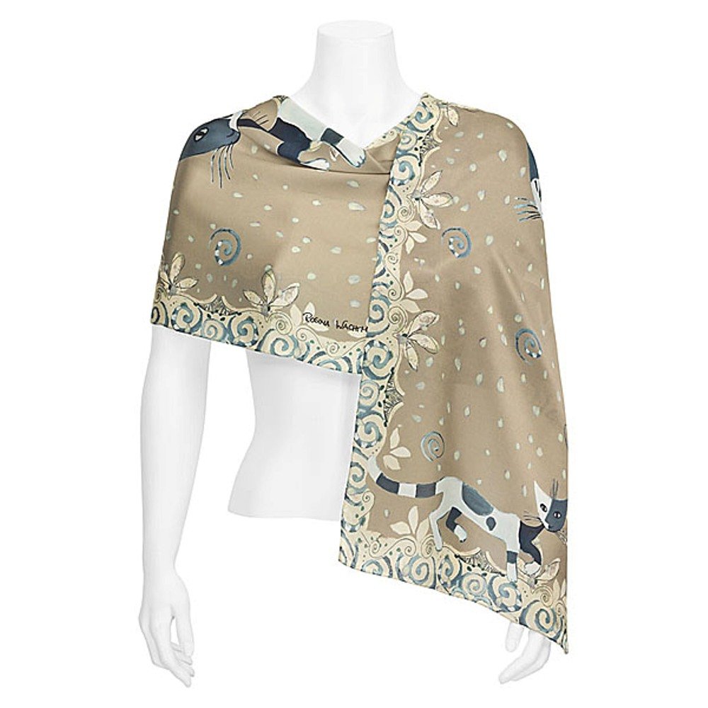 VON LILIENFELD® Foulard Soie Rosina Wachtmeister : Brunello Femme Écharpe Art Chat Cache-Nez