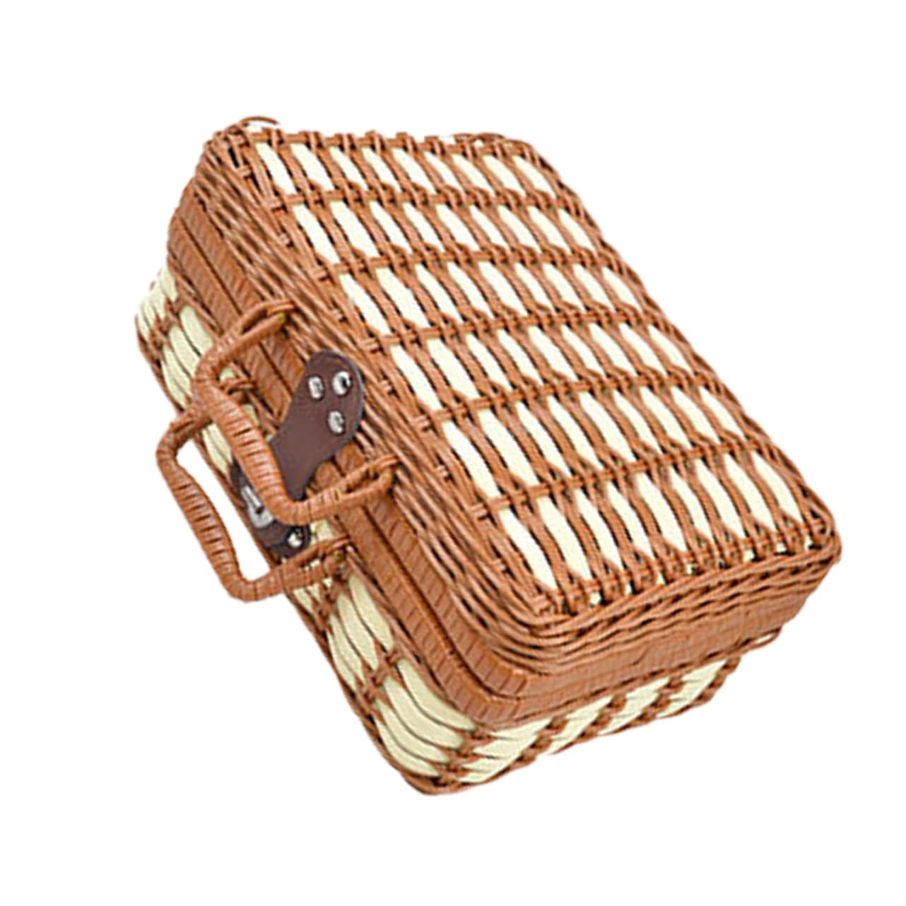 Valise de rangement en imitation rotin avec poignée pour maison