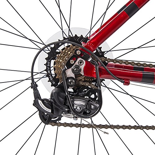 700c Royce Union RMY Mens 21-Speed Hybrid Comfort Bike, 21" Aluminum Frame, Metallic Red - Thumbnail 4