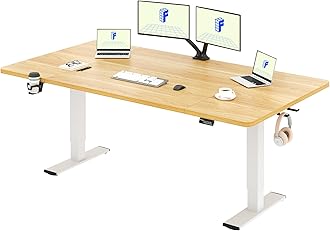 FLEXISPOT 180 * 80cm Electric Standing Desk Adjustable Standing Desk Sit Stand Up Desk Computer Desk with Hook Memory Function for Office and Home (Maple+White)