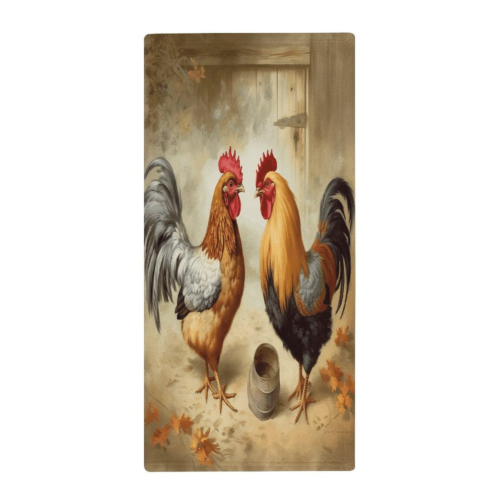 VstaDank Chicken and Rooster Print Hand Towels Ultra Soft Printed Towels Classic Coral Velvet Kitchen Hand Towel Highly Absorbent Hotel Spa Towel Collection for Bathroom Workout 13.8 X 28.7 in