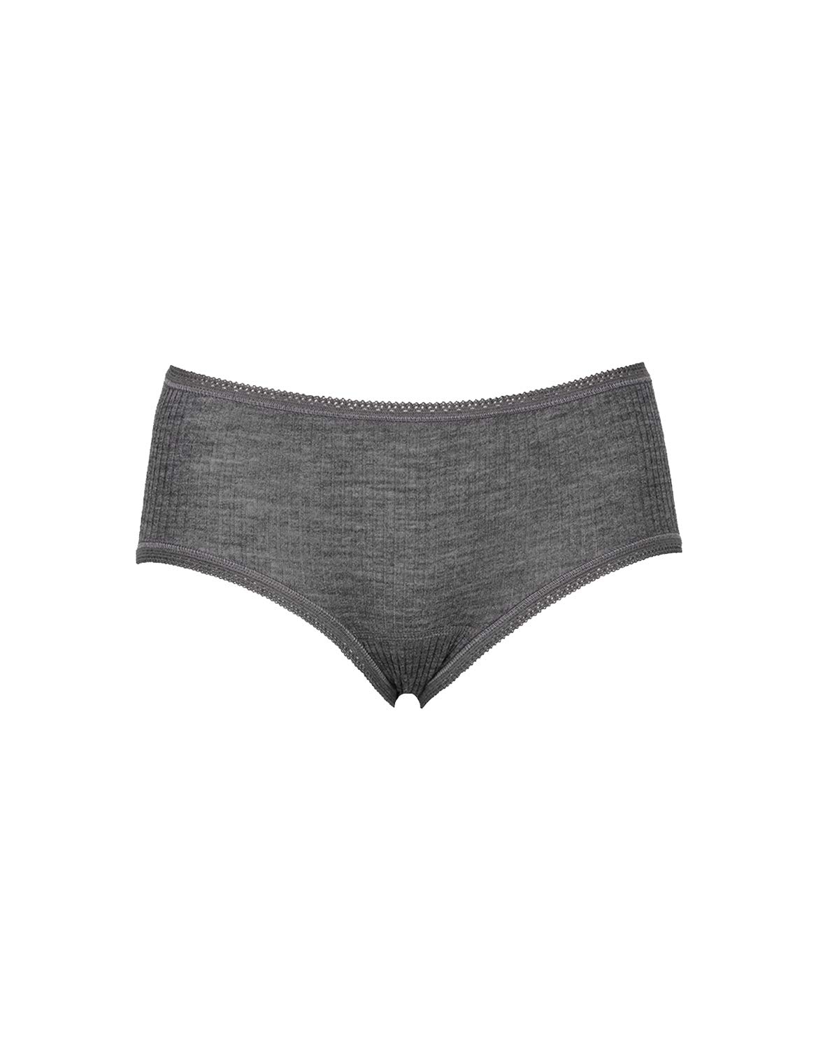 DILLING Women's Ribbed midi Briefs - Organic Merino Wool Dark Grey Melange 10